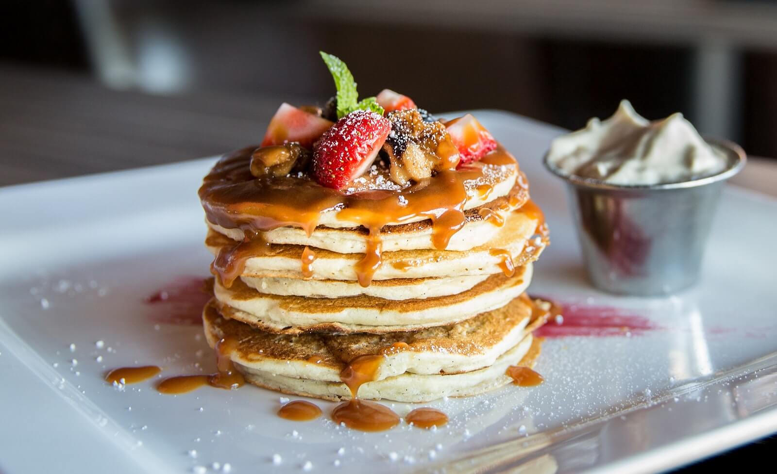 Pancakes with pumpkin syrup