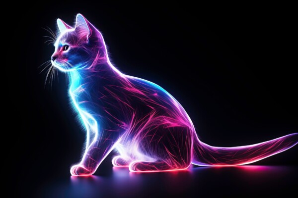 neon glowing cat
