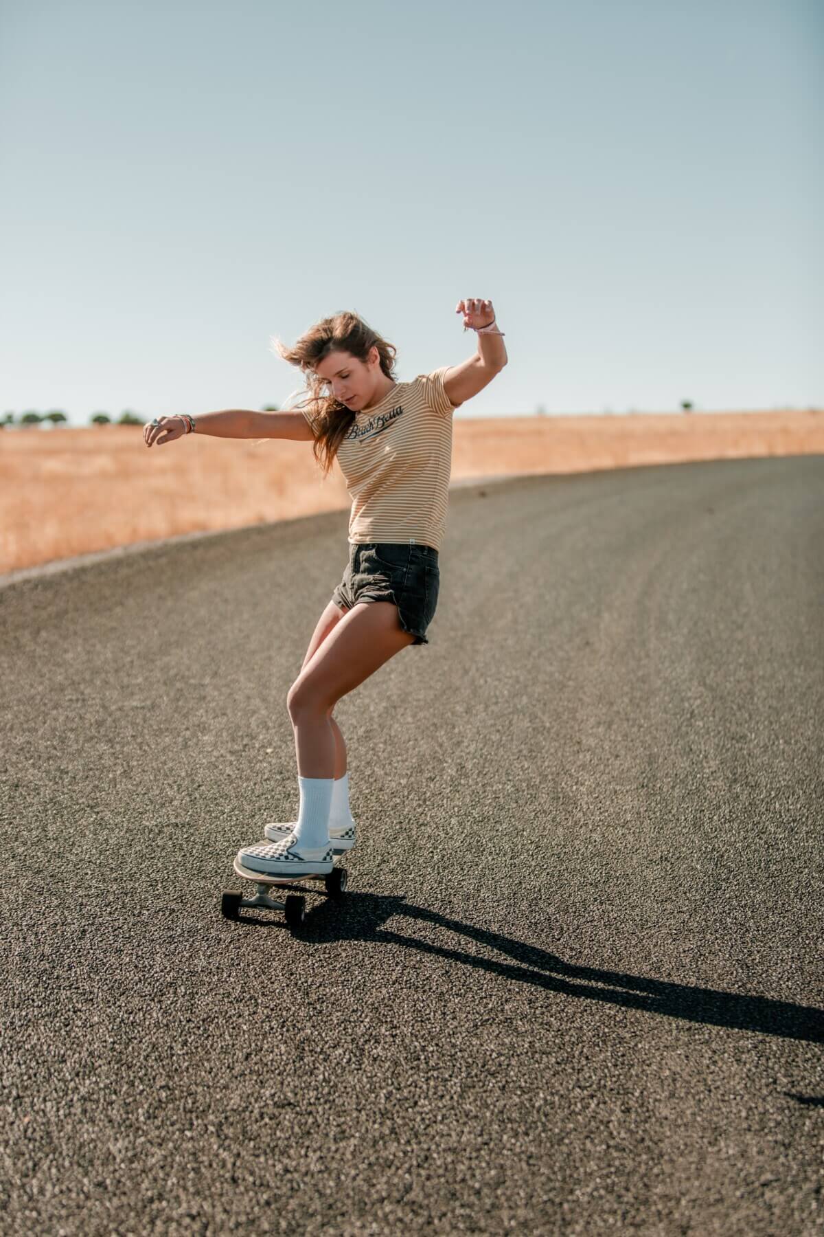 A girl skateboarding