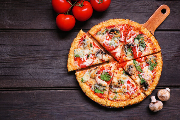 A pizza with cauliflower crust