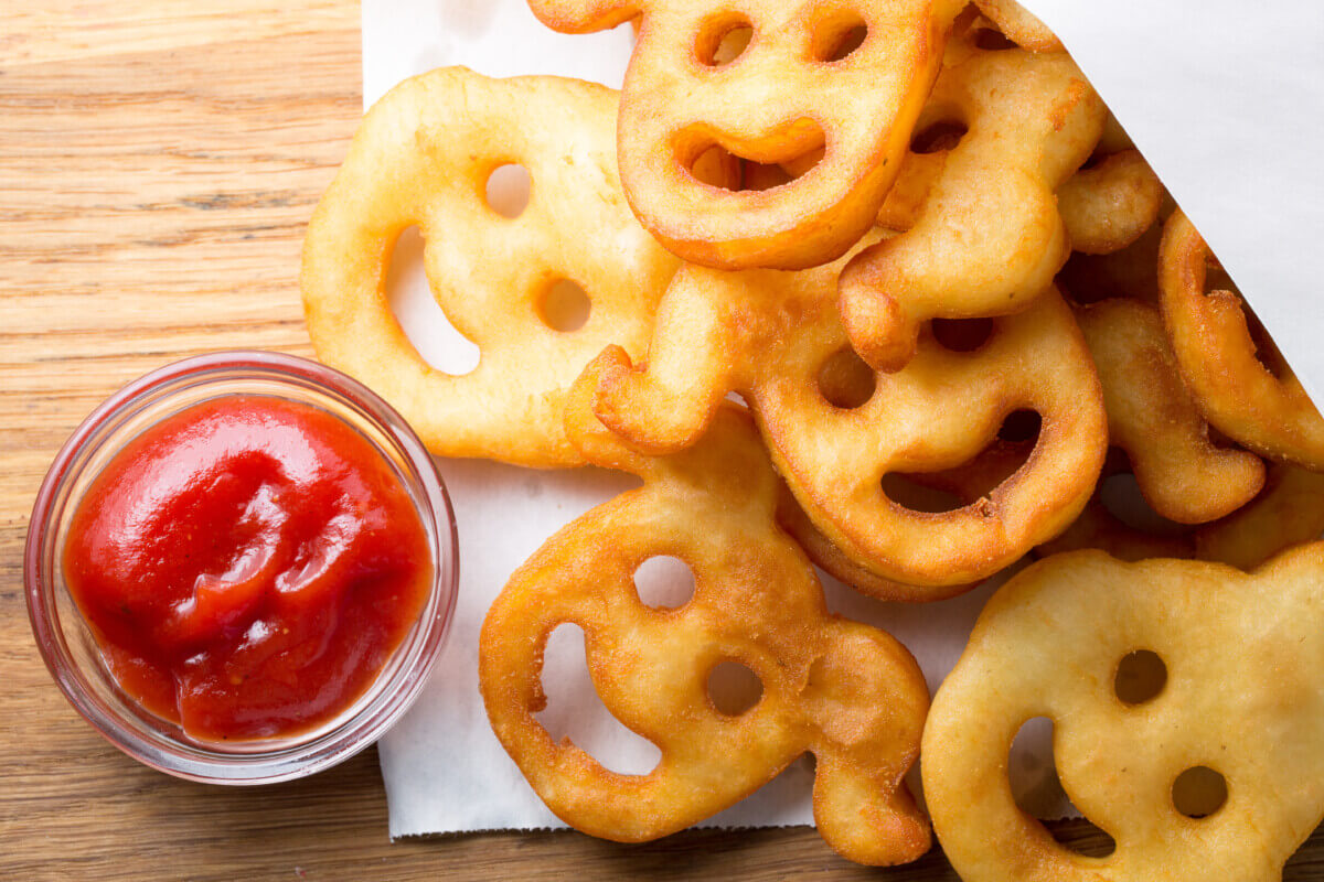 funny faces of fried potatoes