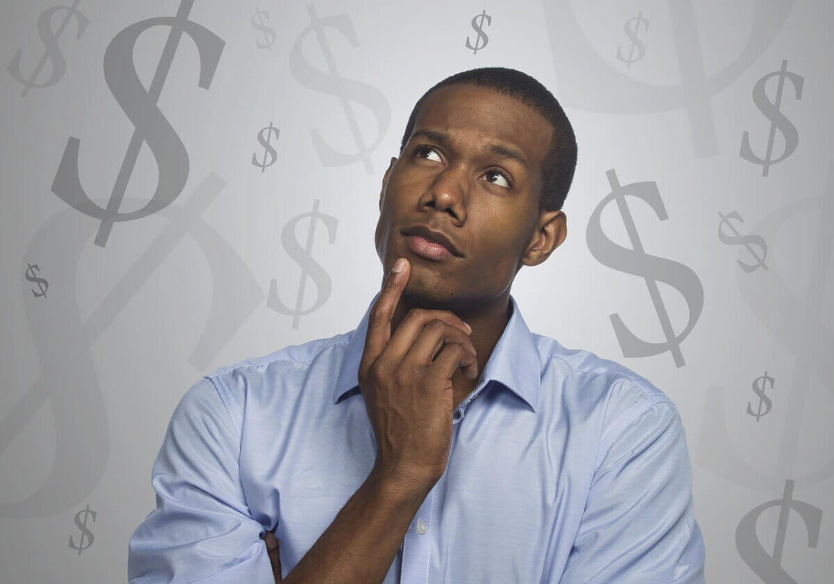 Man thinking about money and finances