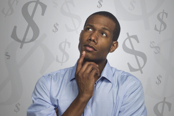 Man thinking about money and finances