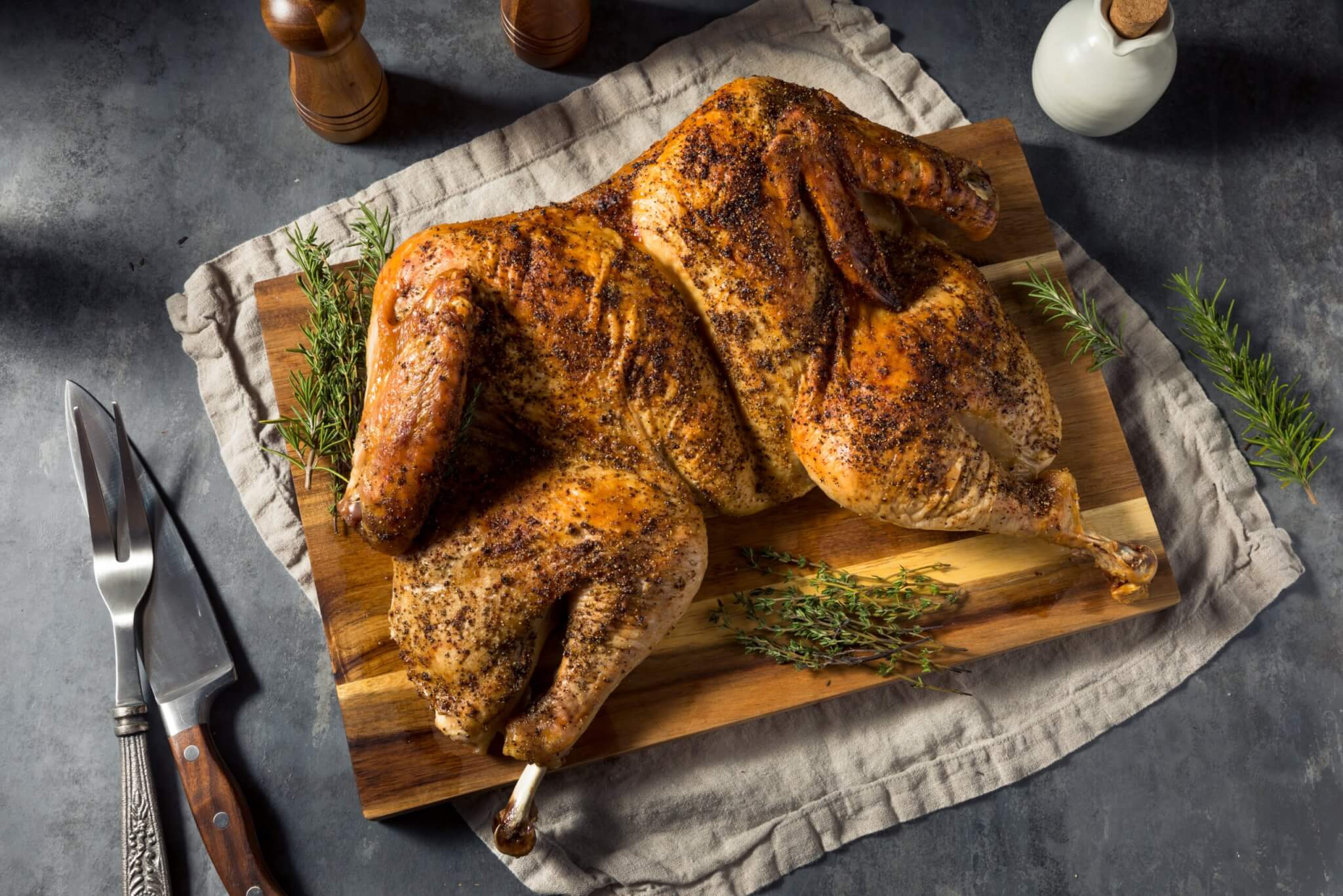 Spatchcocked turkey