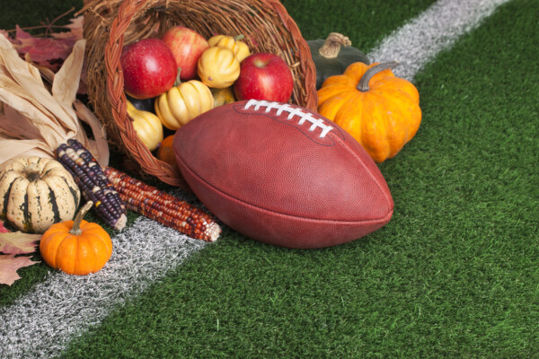 Thanksgiving football with a cornucopia