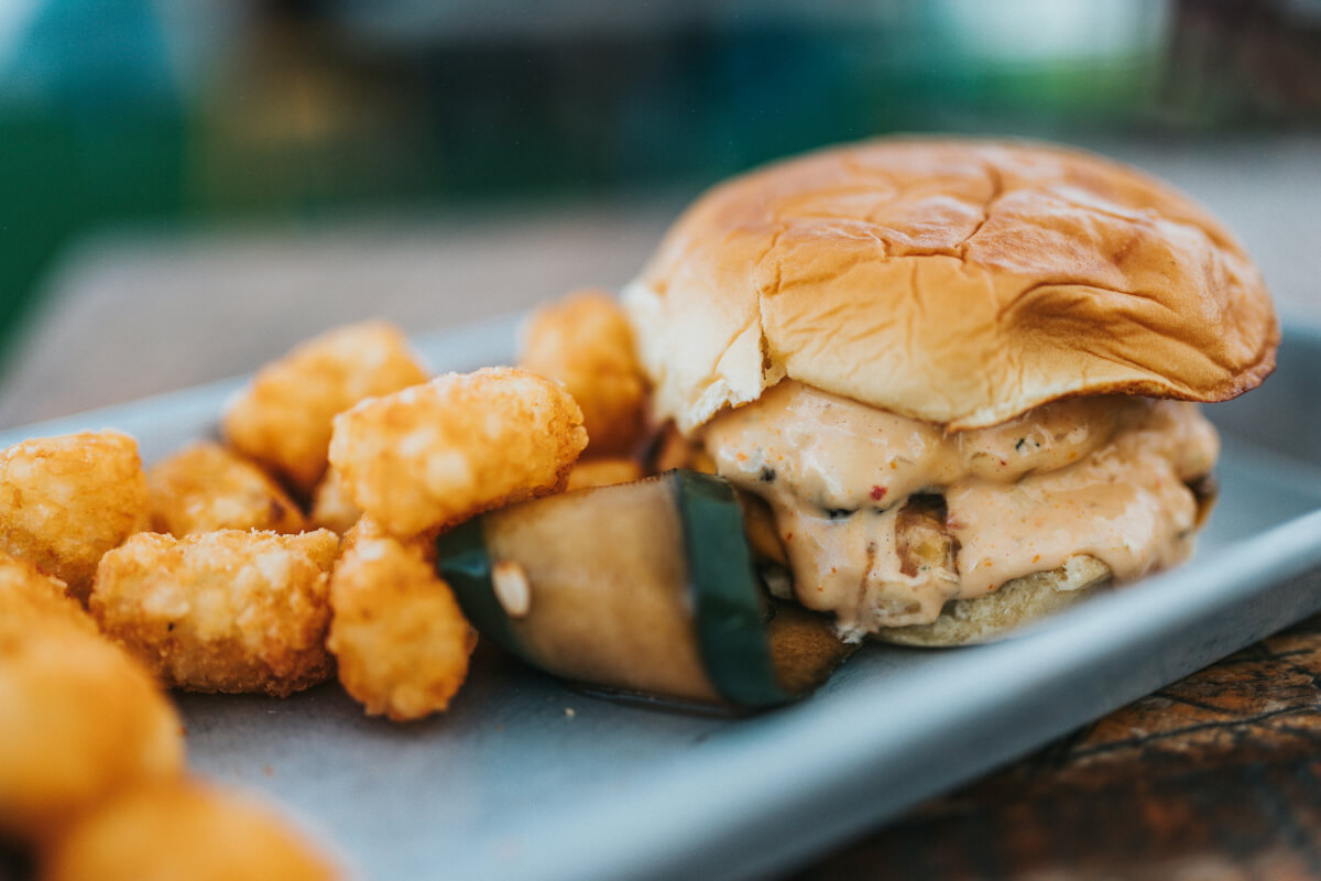 Tater tots and a sandwich