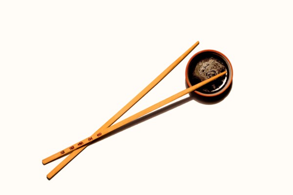 Soy sauce and chopsticks
