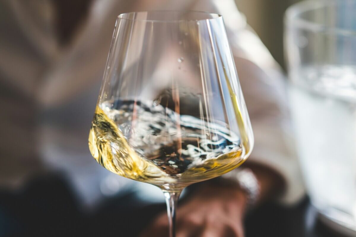 A glass of white wine