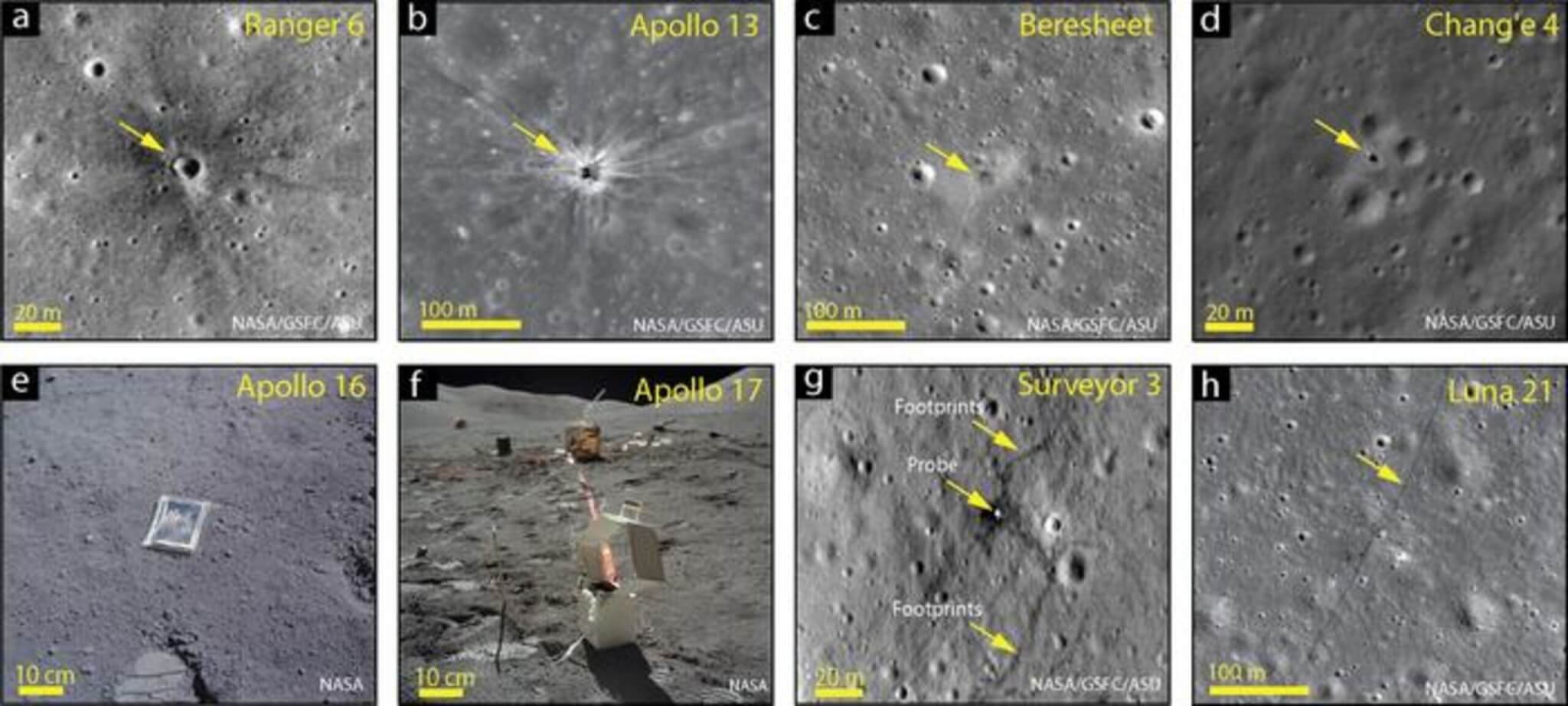 Crater formed by impact of USA’s Ranger 6 lunar probe in 1964