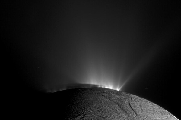 Water from the subsurface ocean of Saturn’s moon Enceladus sprays from huge fissures out into space. NASA’s Cassini spacecraft, which captured this image in 2010, sampled icy particles and scientists are continuing to make new discoveries from the data
