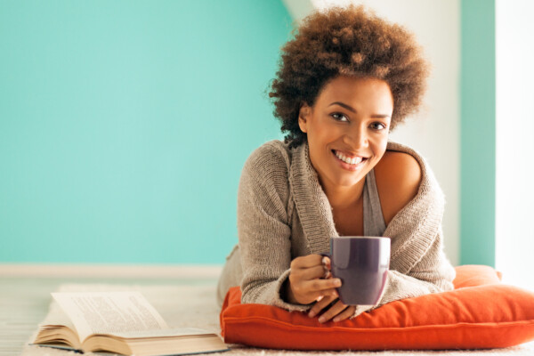 A woman drinking tea