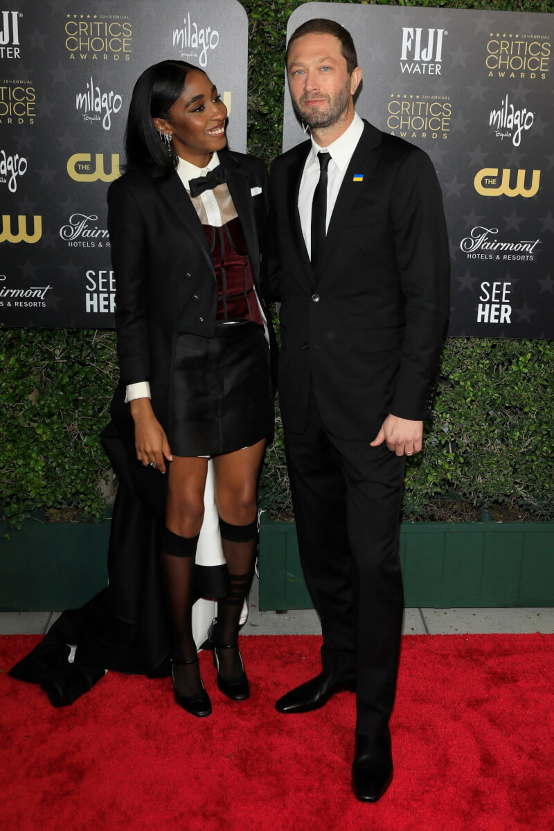 The Bear's Ayo Edebiri and Ebon Moss-Bachrach at the 2023 Critics Choice Awards 