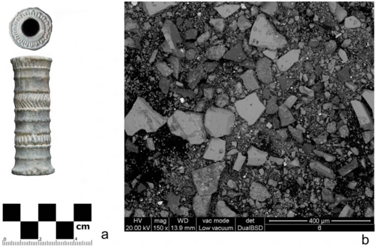 chlorite-schist vial and its contents