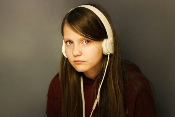 headphones on girl
