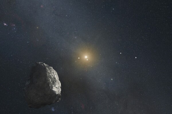 This is an artist's impression of a Kuiper Belt object (KBO), located on the outer rim of our solar system at a staggering distance of 4 billion miles from the Sun