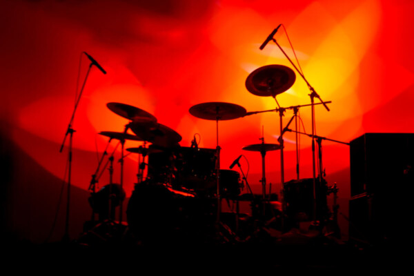 Drum set on a stage