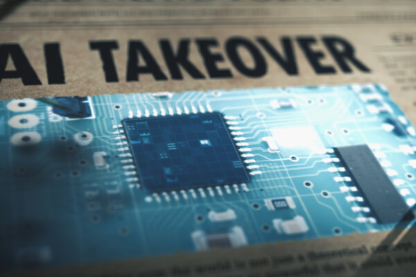 Newspaper Breaking News artificial intelligence AI takeover.