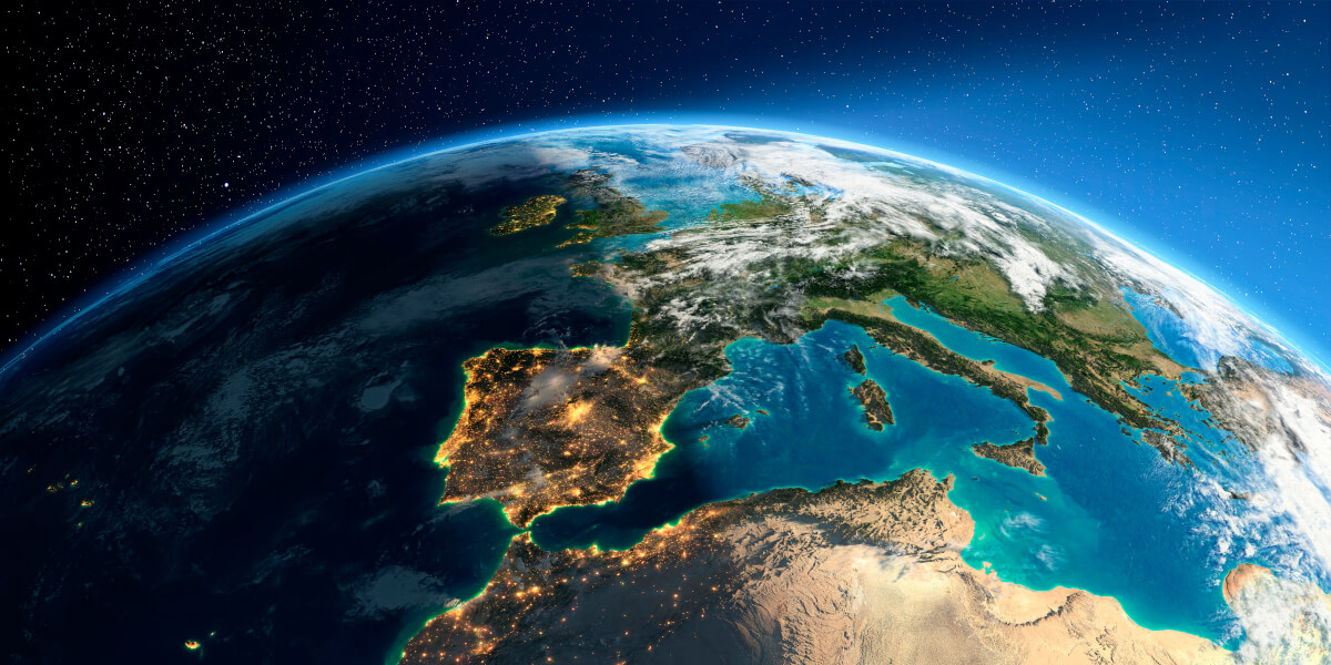Detailed Earth Spain and the Mediterranean Sea