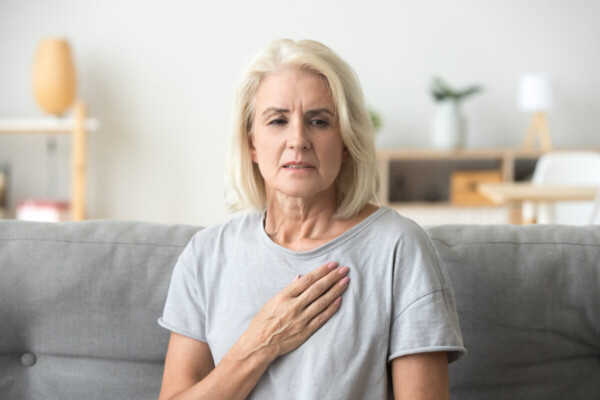 Older woman having heart pain