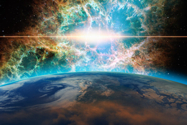 Supernova explosion in the center of galaxy