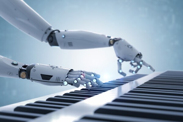 Robot or artificial intelligence playing the piano
