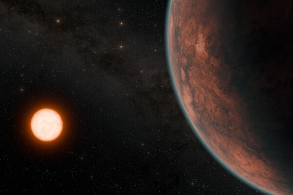 Gliese 12 b, which orbits a cool, red dwarf star located just 40 light-years away, promises to tell astronomers more about how planets close to their stars retain or lose their atmospheres. In this artist’s concept, Gliese 12 b is shown retaining a thin atmosphere.