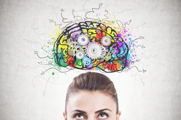 Woman thinking: Brain hard at work