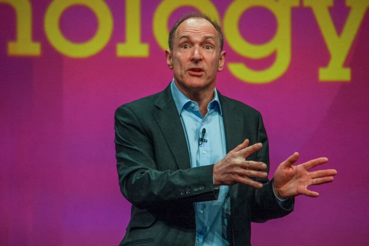 Timothy Berners-Lee delivers an address to IBM Lotusphere in 2012 