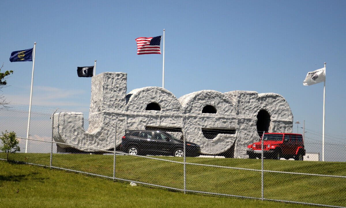 Jeep logo outside Toledo plant