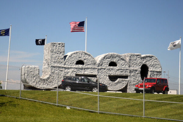 Jeep logo outside Toledo plant