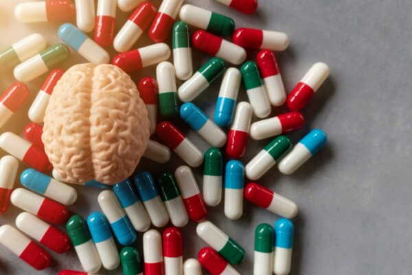 Colorful pills and brain