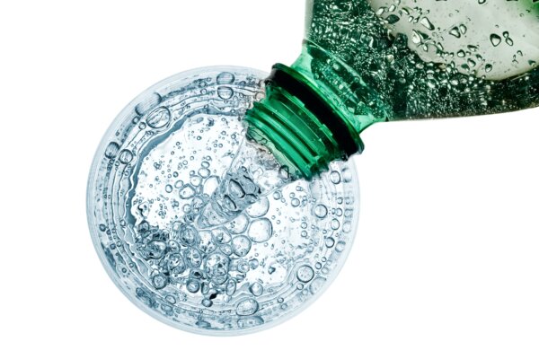 carbonated water poured into glass