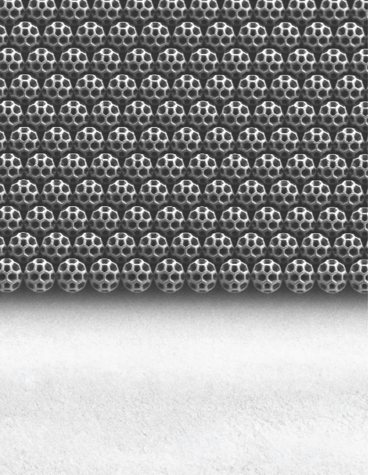 Pictured is an array of 3D printed microscale synthetic brochosome.