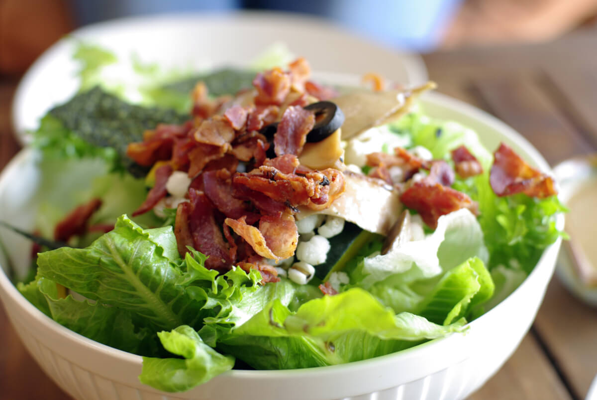 Caesar salad with bacon