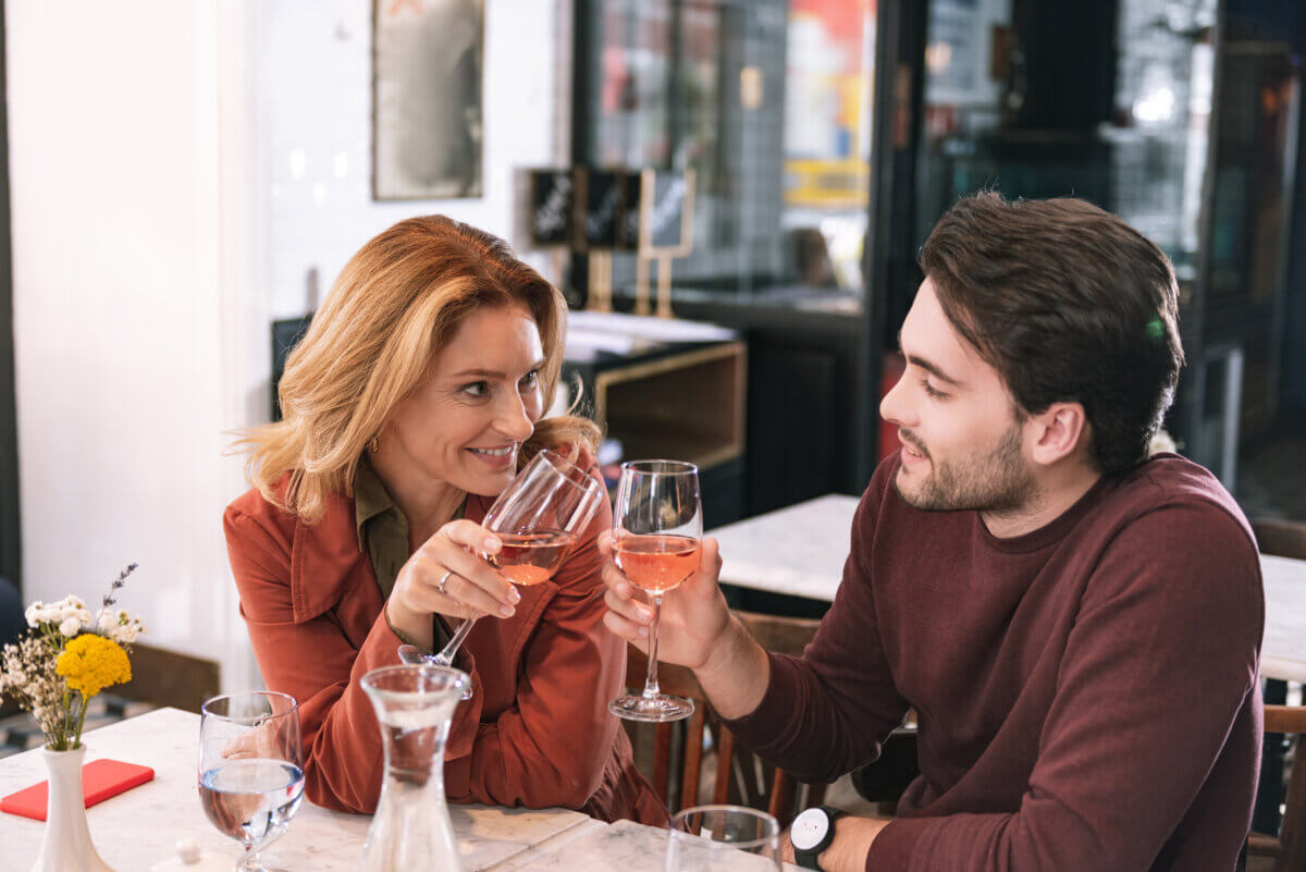 Older woman on date with younger man