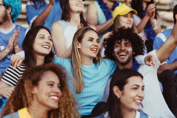 Argentinian soccer fans enjoying a match at a stadium