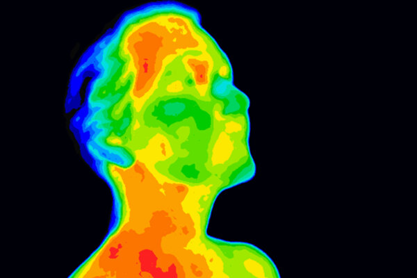 Thermal image of a person's face