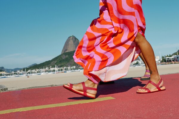 Woman in summer dress walking
