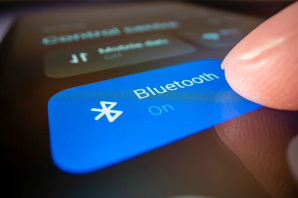 Close-up view of turning on Bluetooth on a smartphone