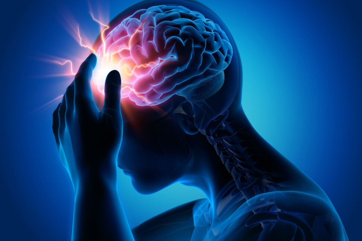 Man with heavy headache