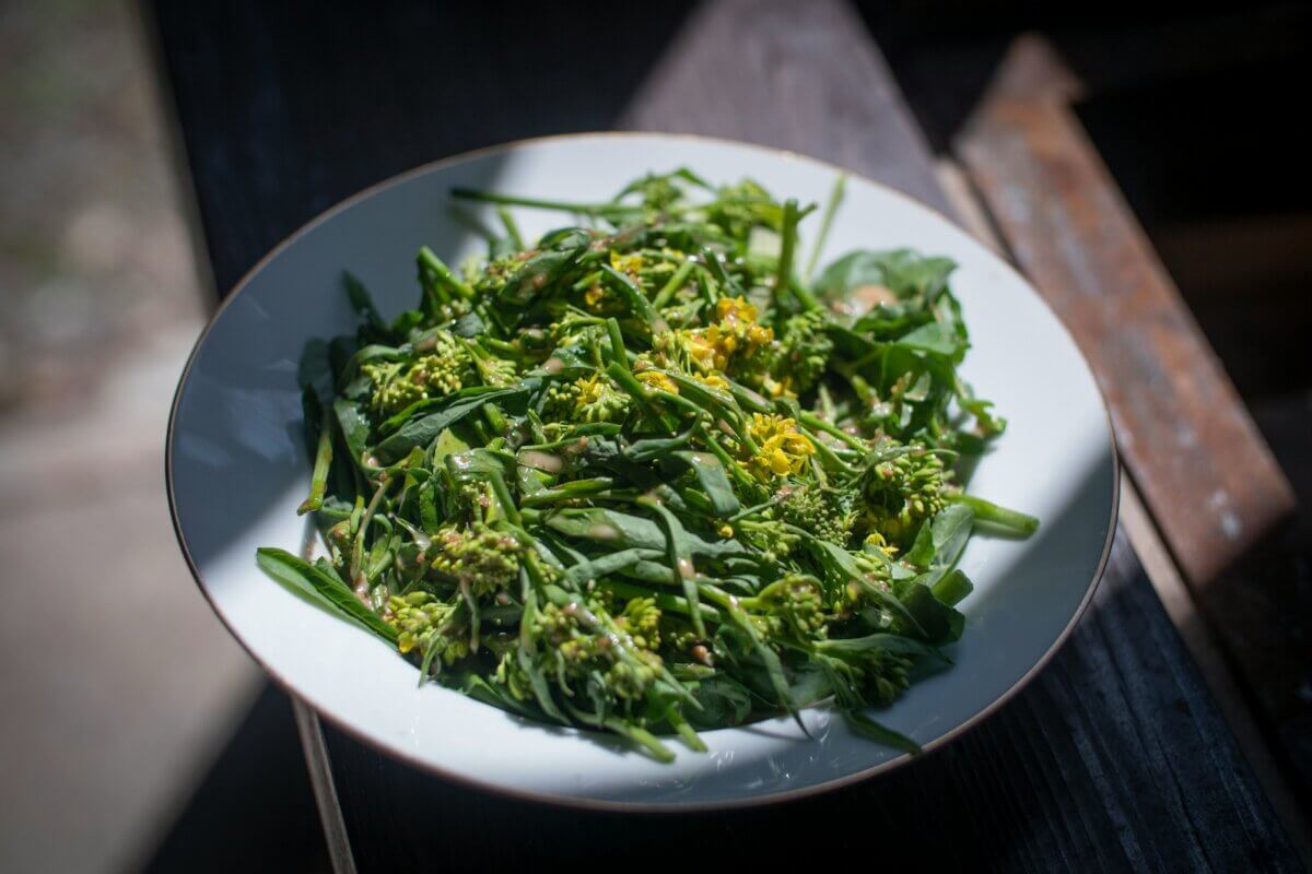 vegetable dish including mustard greens