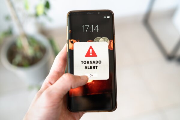 tornado alert notification on the smartphone.