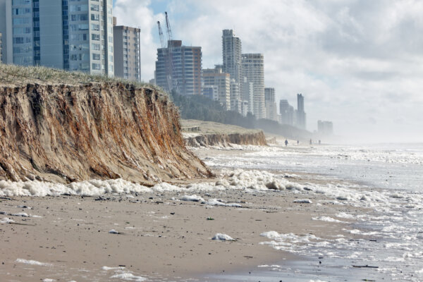Beach erosion after storm activity along Australia's Gold Coast