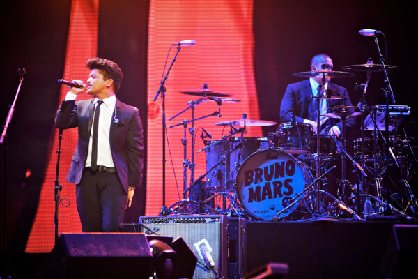 Bruno Mars performs at the inaugural iHeartRadio Music Festival at the MGM Grand Garden Arena.