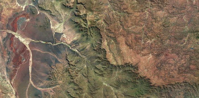 Satellite image of the Great Escarpment from the Sentinel Hub Earth Observation Browser. Taken using the Sentinel-2 L1C dataset, in May 2020. 