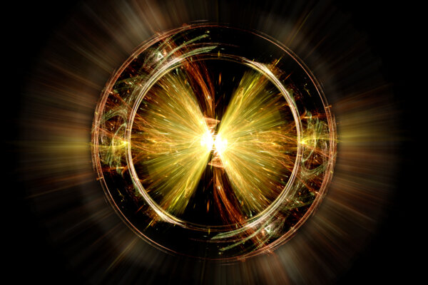 Higgs boson particle, computer-generated abstract.