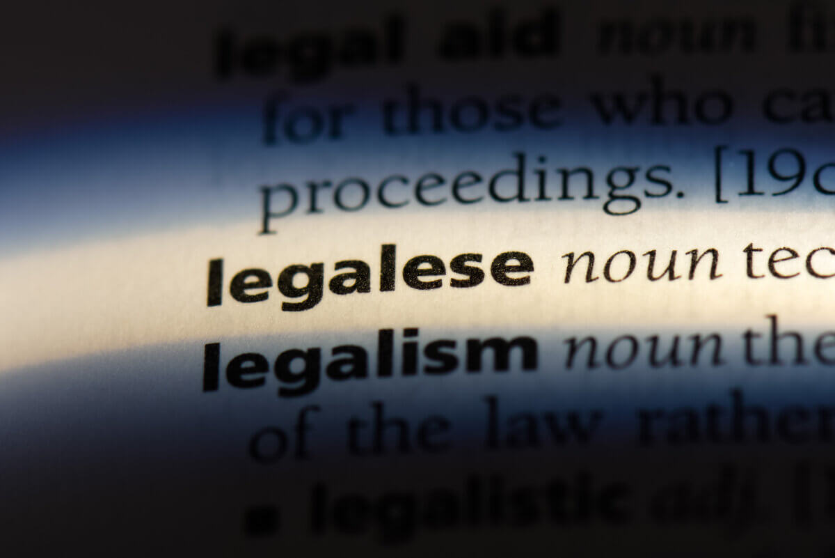 Legalese in dictionary