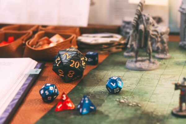 Old school game style with role playing and board games hobby