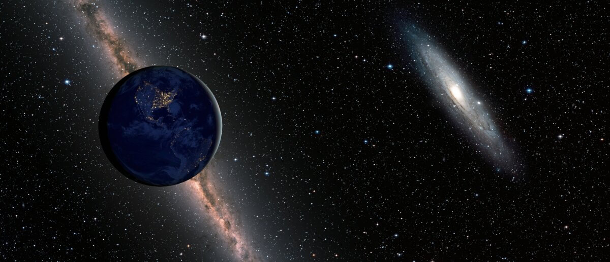 Earth Milky Way Andromeda galaxy