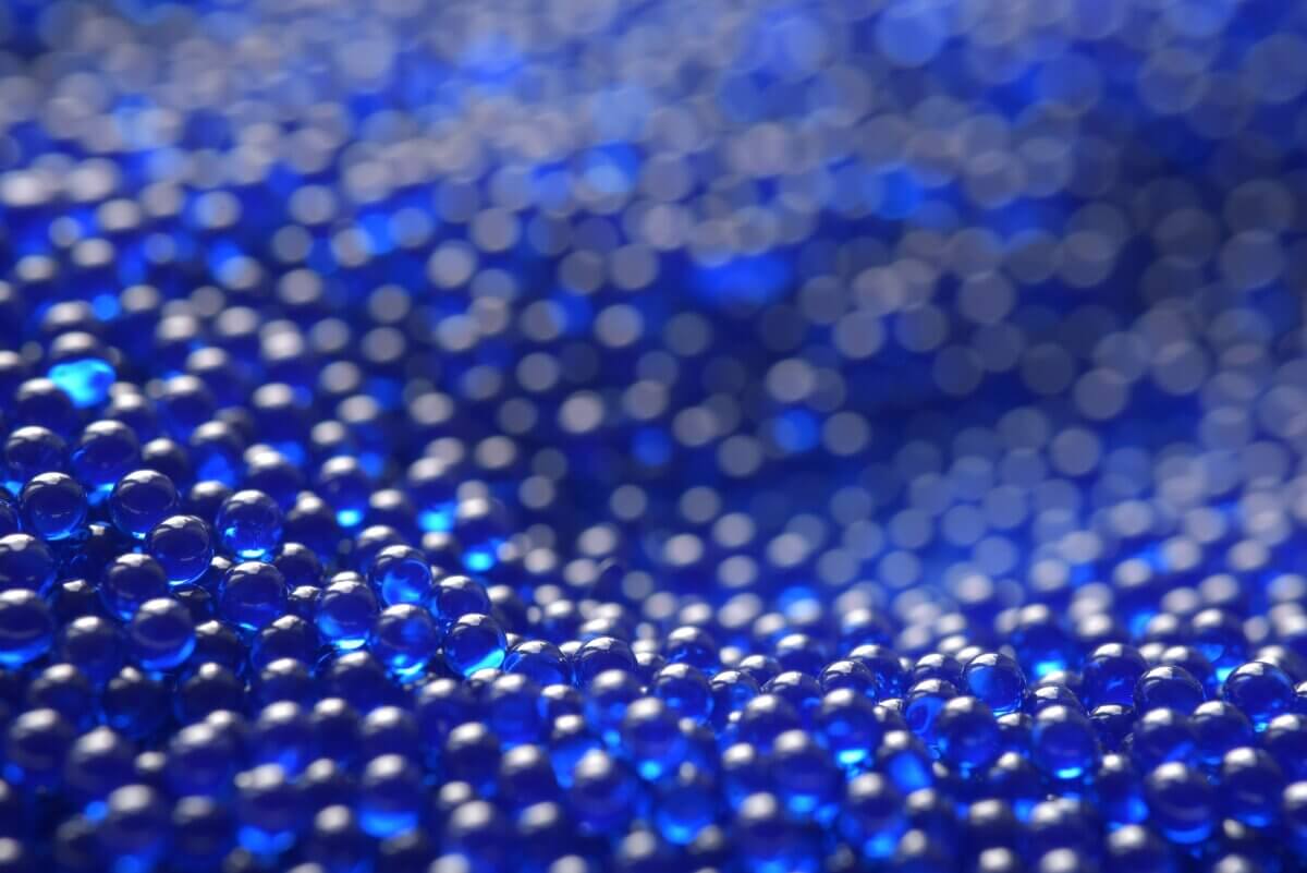 blue spherical shape water gel balls
